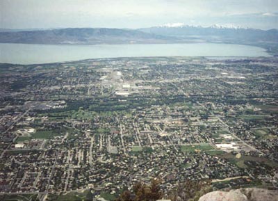 View west from Squaw summit of Utah Lake and the Provo area