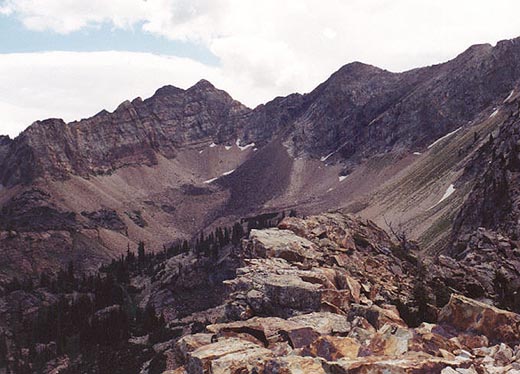 View of Mt. Superior (Monte Cristo) and Sundial summit ridge from peak